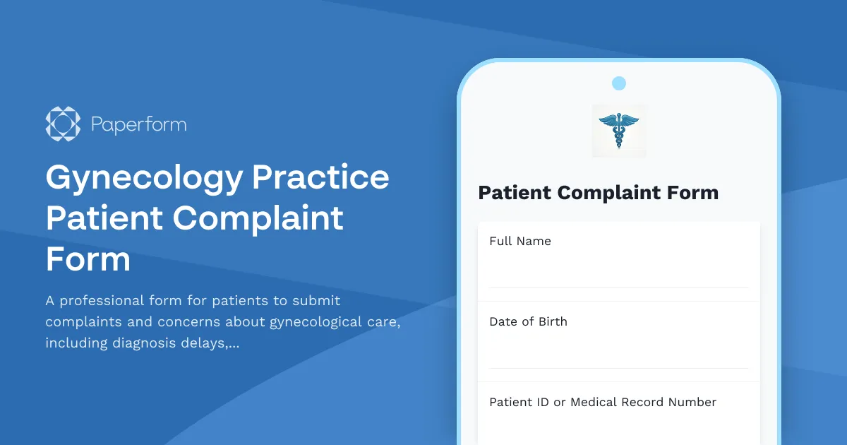 Gynecology Practice Patient Complaint Form