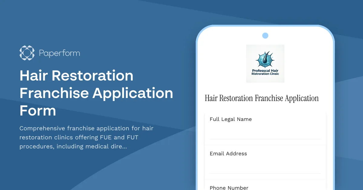 Hair Restoration Franchise Application Form