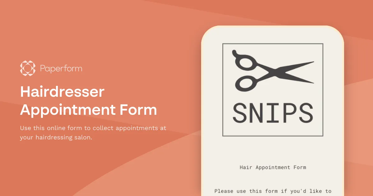 Hairdresser Appointment Form
