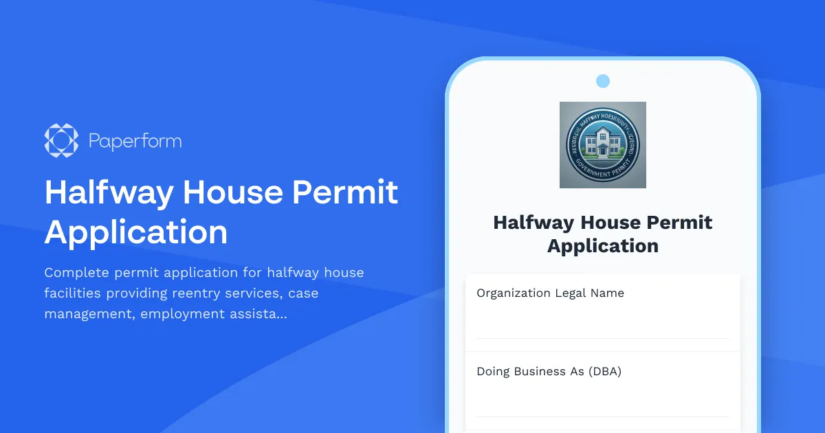 Halfway House Permit Application