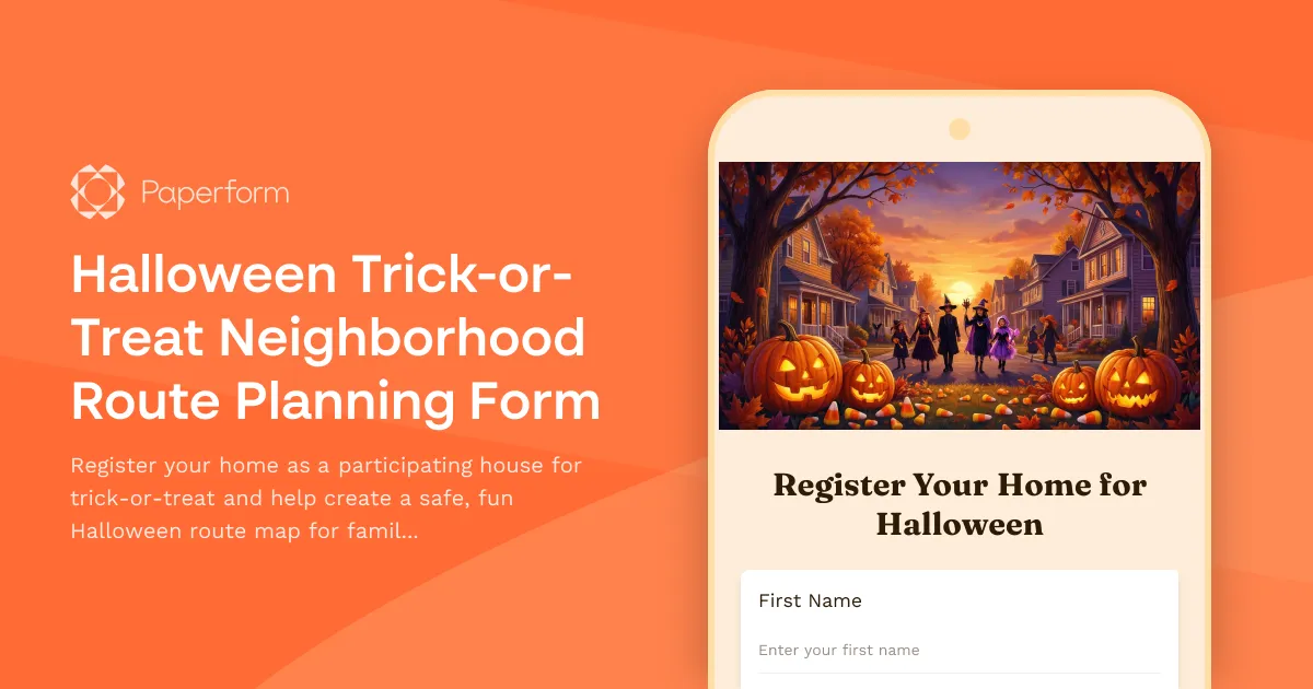 Halloween Trick-or-Treat Neighborhood Route Planning Form