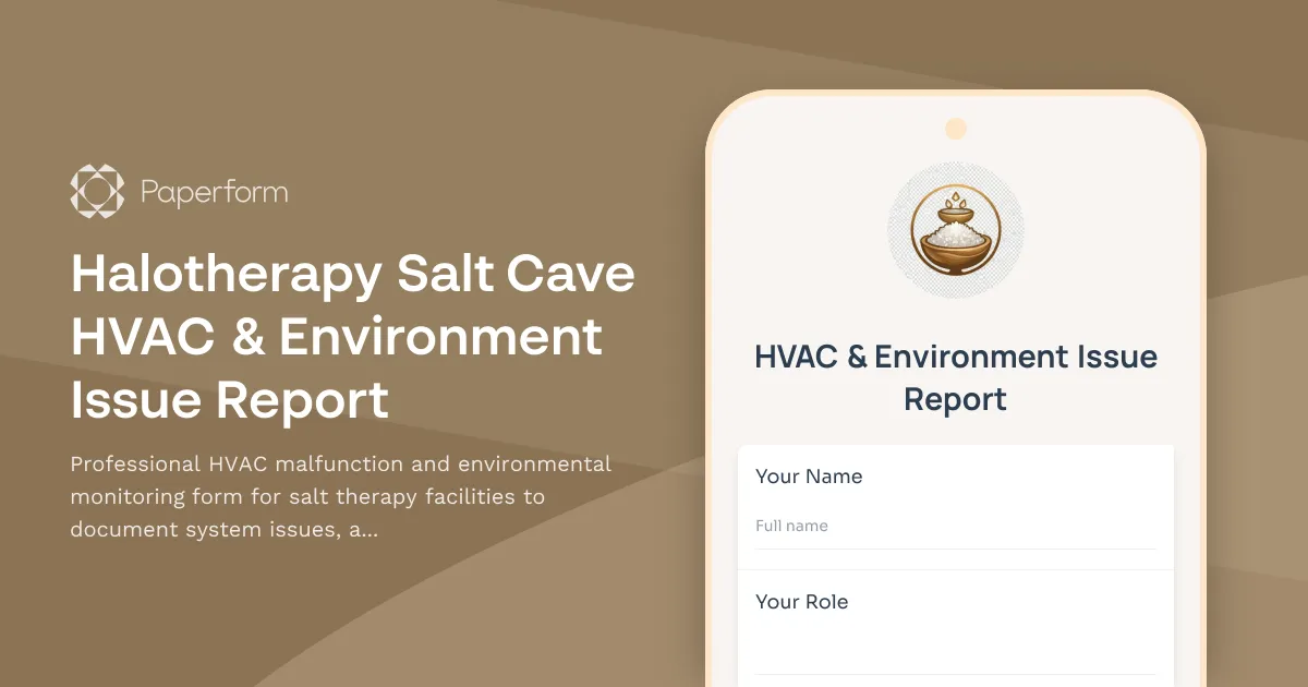 Halotherapy Salt Cave HVAC & Environment Issue Report