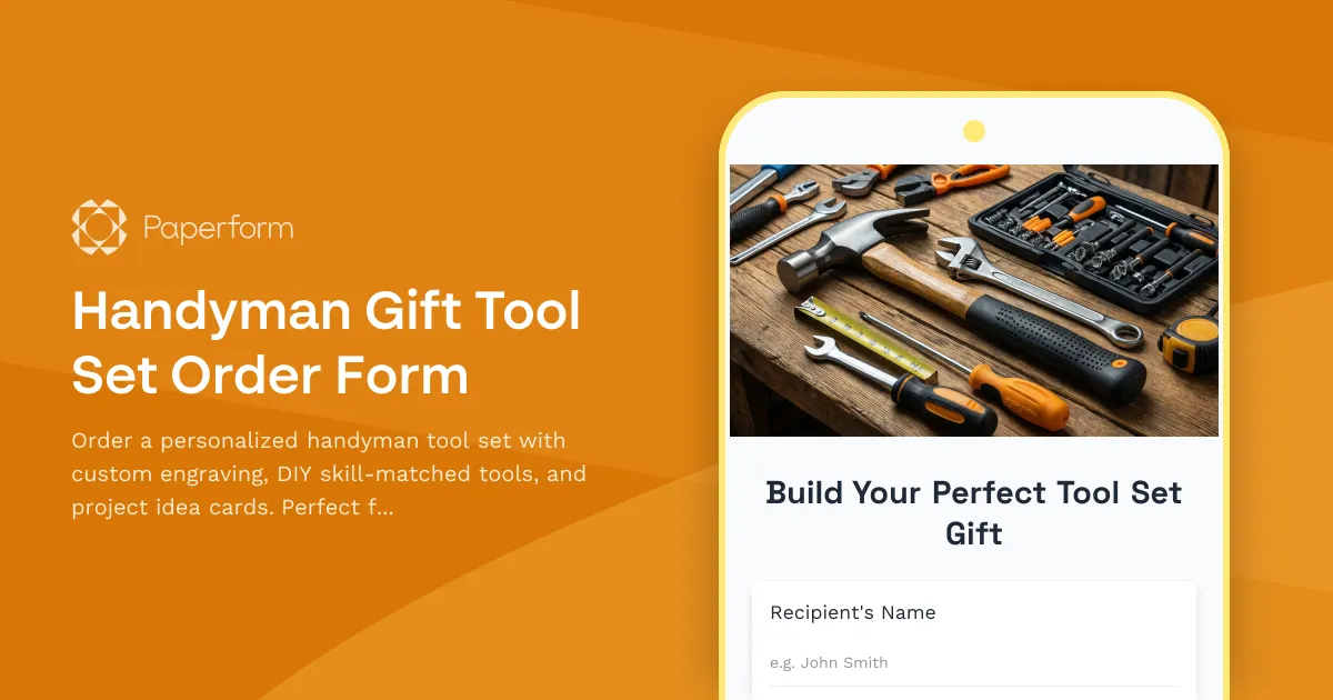 Handyman Gift Tool Set Order Form