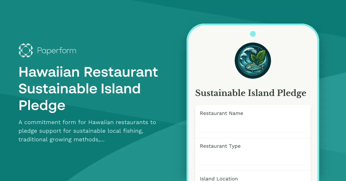 Hawaiian Restaurant Sustainable Island Pledge