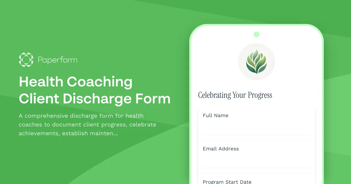 Health Coaching Client Discharge Form
