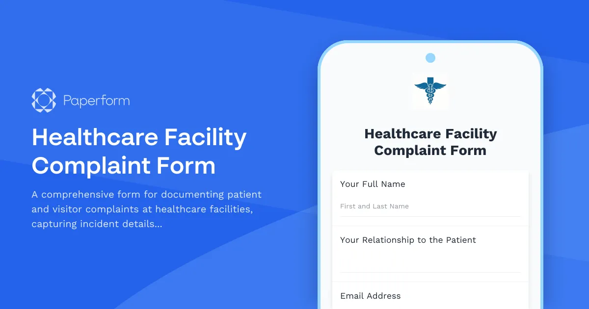 Healthcare Facility Complaint Form