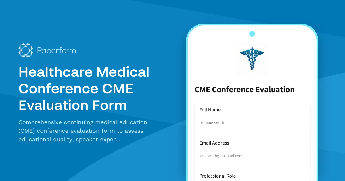 Healthcare Medical Conference CME Evaluation Form
