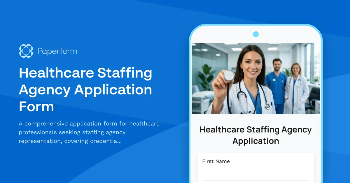 Healthcare Staffing Agency Application Form
