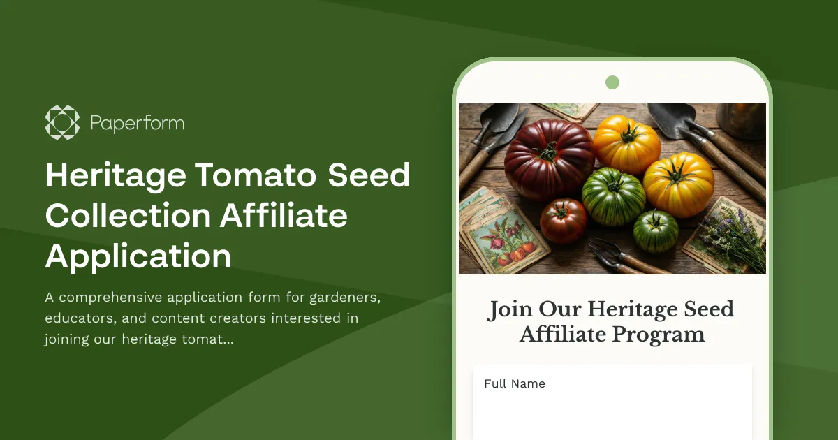 Heritage Tomato Seed Collection Affiliate Application