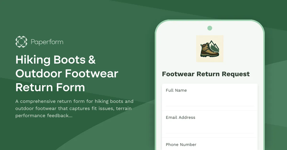 Hiking Boots & Outdoor Footwear Return Form