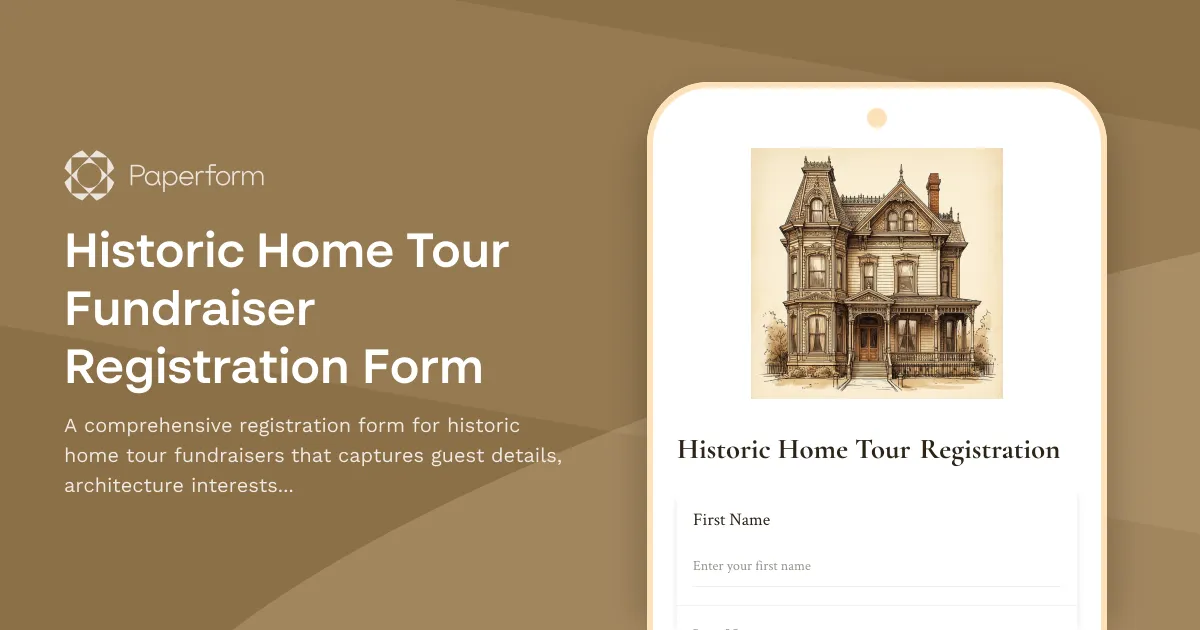 Historic Home Tour Fundraiser Registration Form