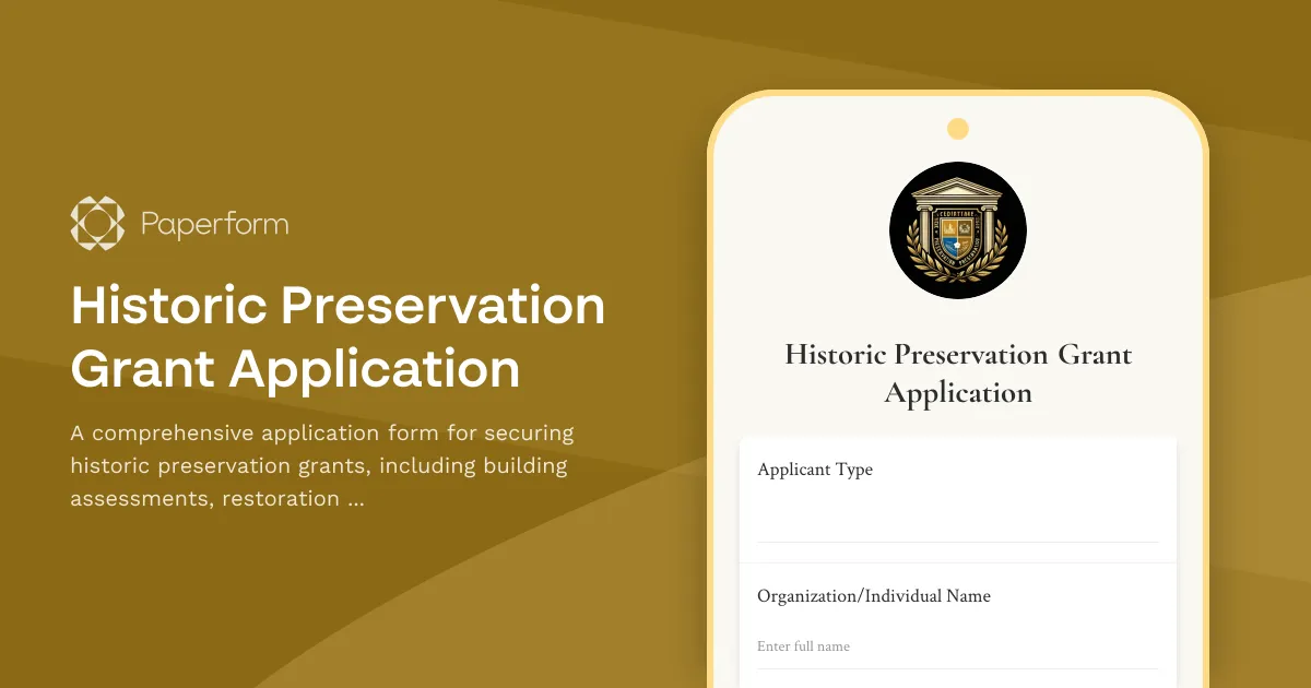 Historic Preservation Grant Application