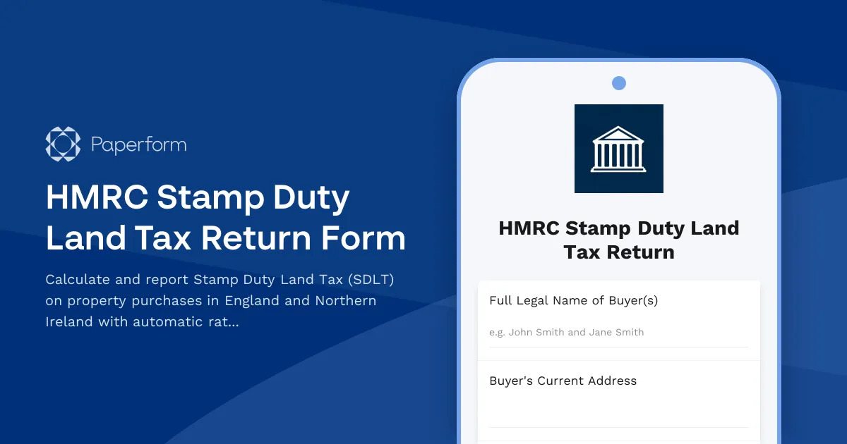 HMRC Stamp Duty Land Tax Return Form