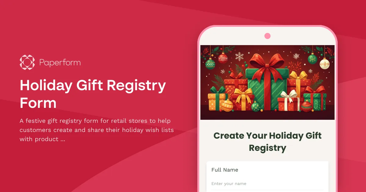 Holiday Gift Registry Form