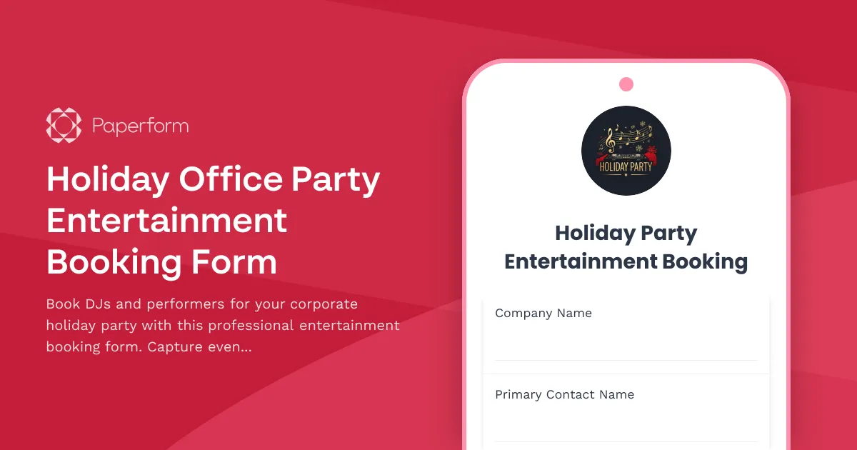 Holiday Office Party Entertainment Booking Form