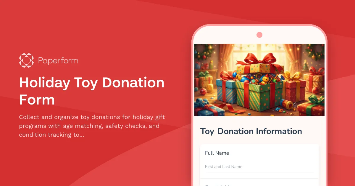Holiday Toy Donation Form
