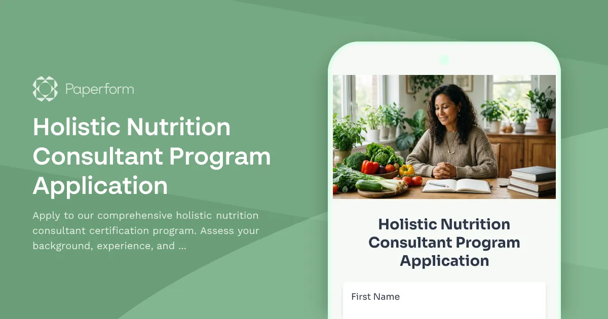 Holistic Nutrition Consultant Program Application