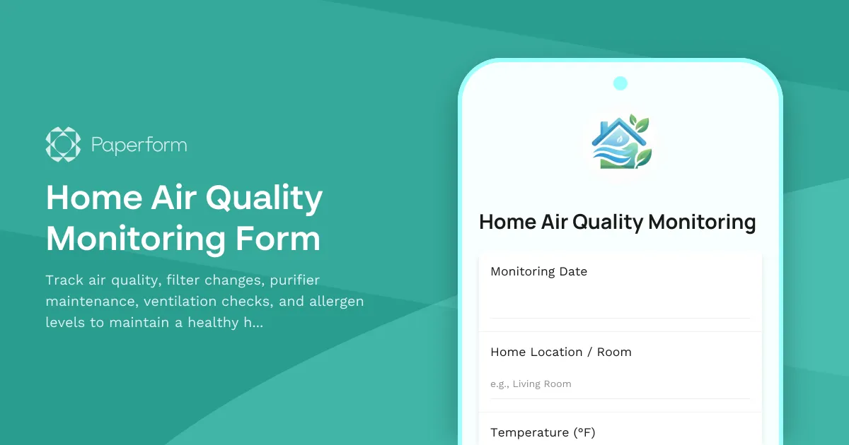 Home Air Quality Monitoring Form