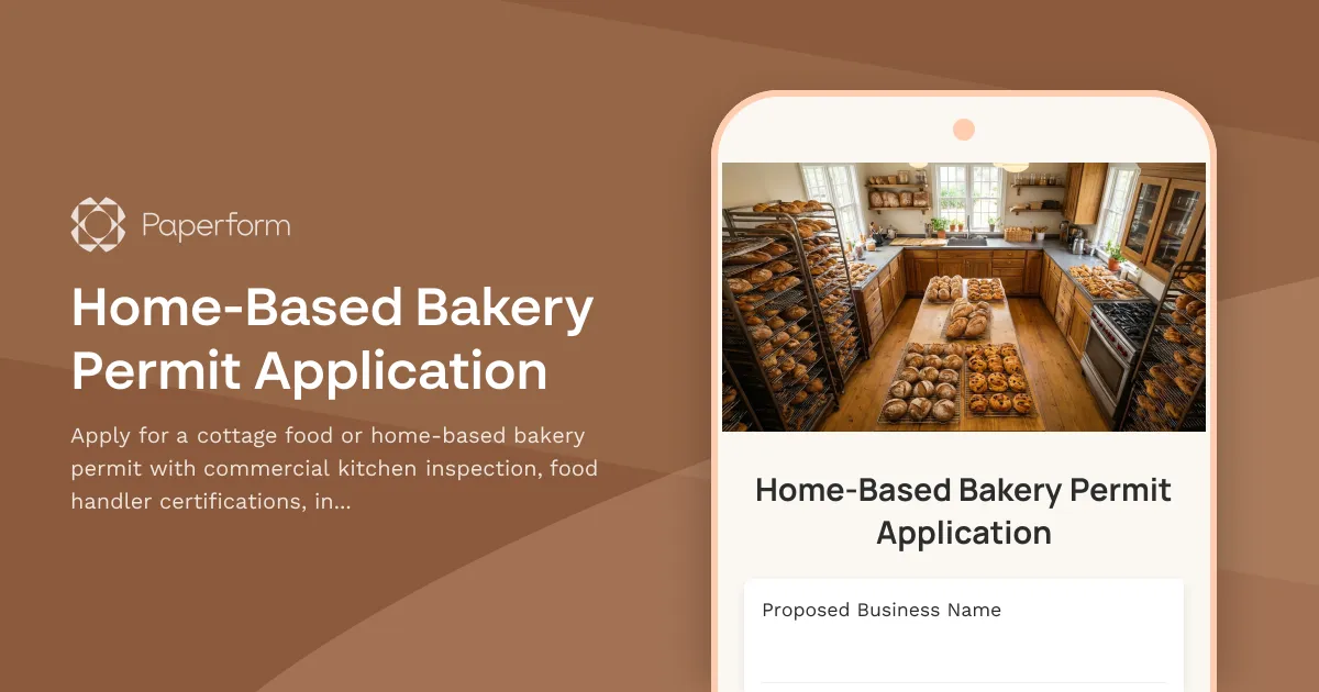 Home-Based Bakery Permit Application