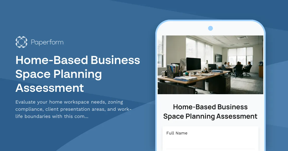 Home-Based Business Space Planning Assessment
