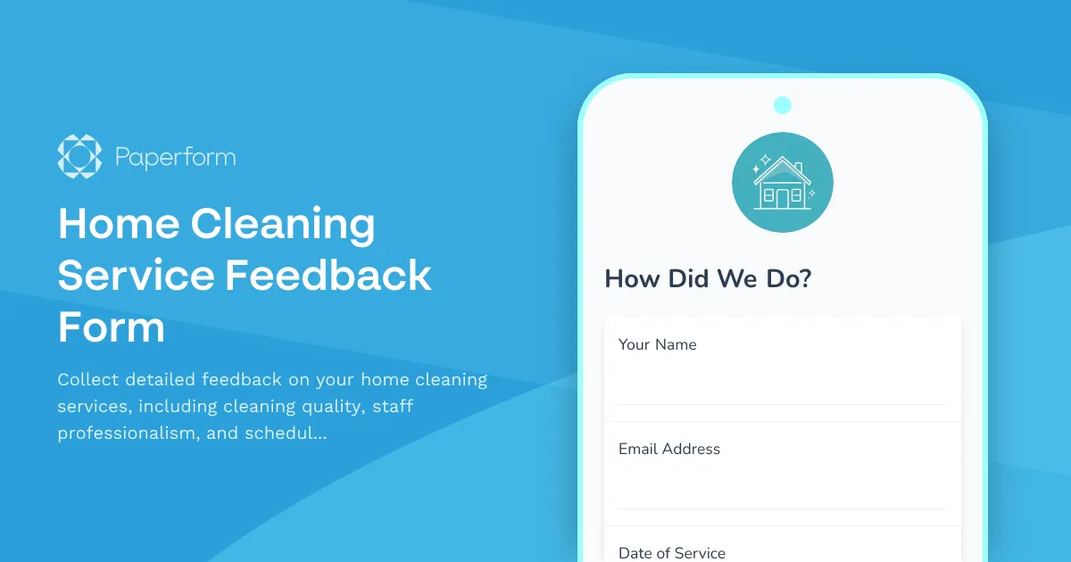 Home Cleaning Service Feedback Form