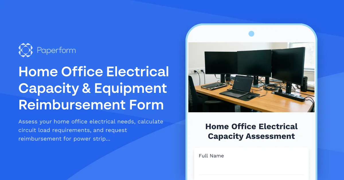 Home Office Electrical Capacity & Equipment Reimbursement Form