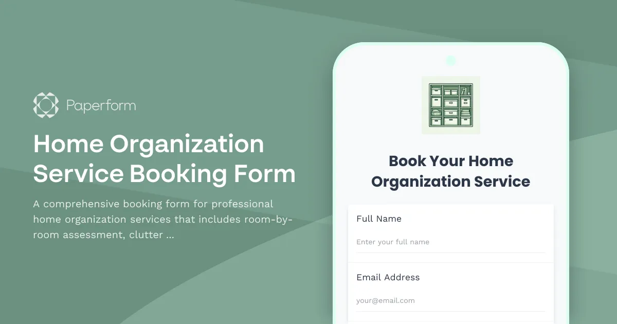 Home Organization Service Booking Form