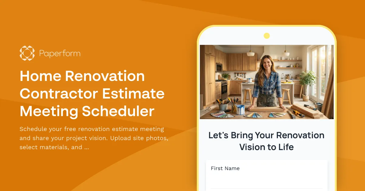 Home Renovation Contractor Estimate Meeting Scheduler