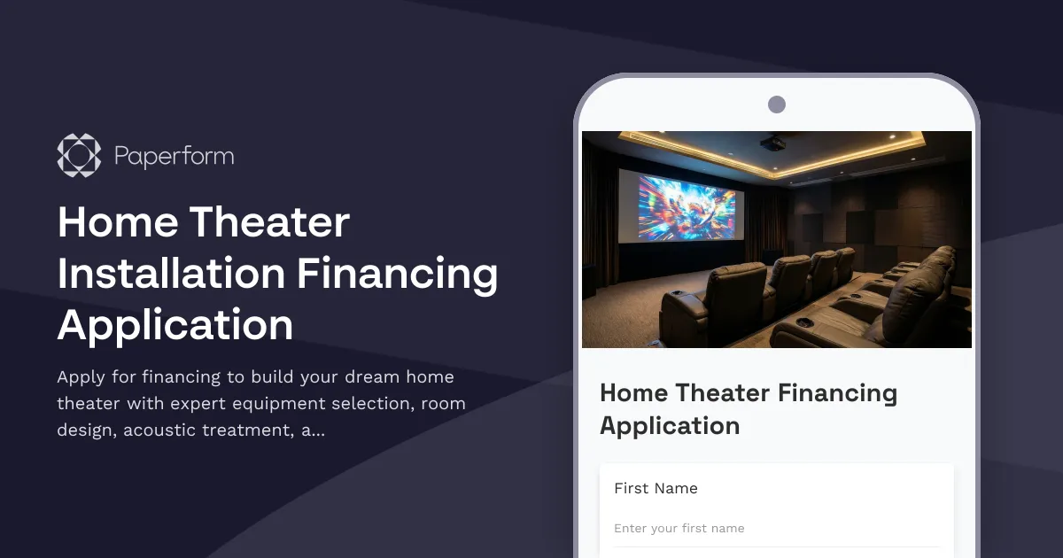 Home Theater Installation Financing Application