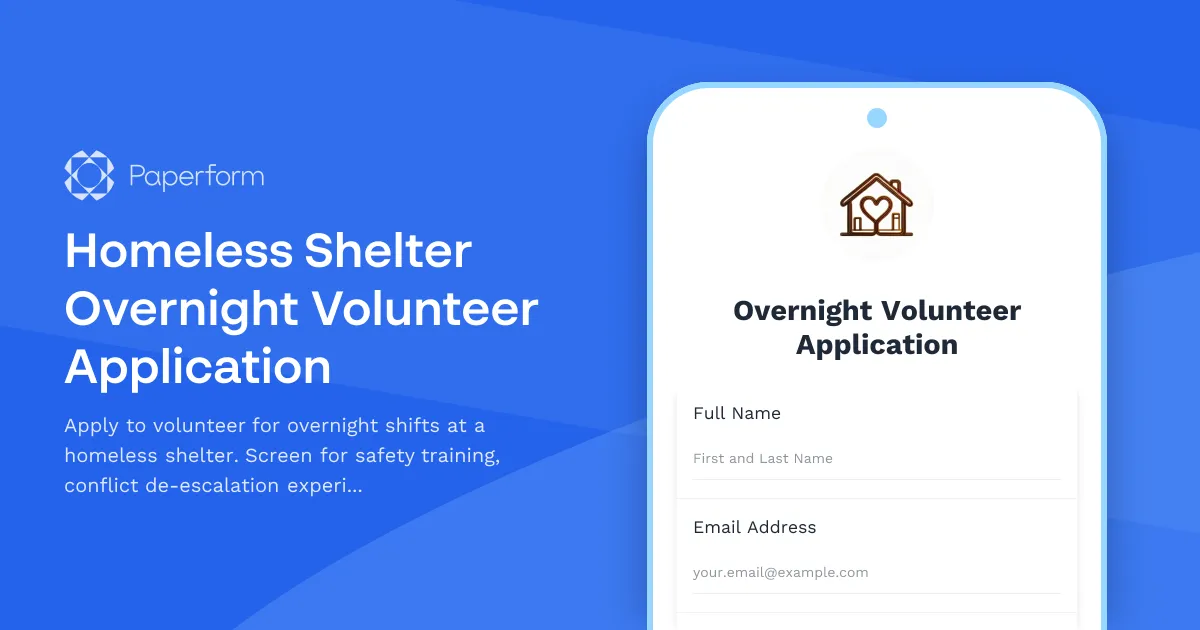 Homeless Shelter Overnight Volunteer Application