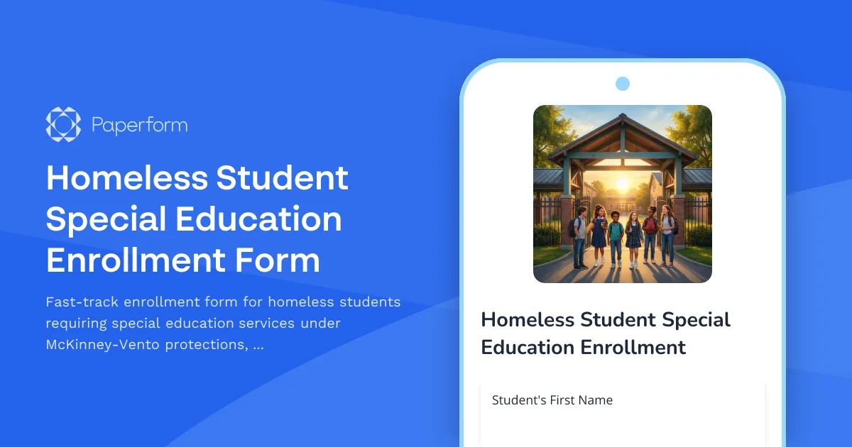 Homeless Student Special Education Enrollment Form