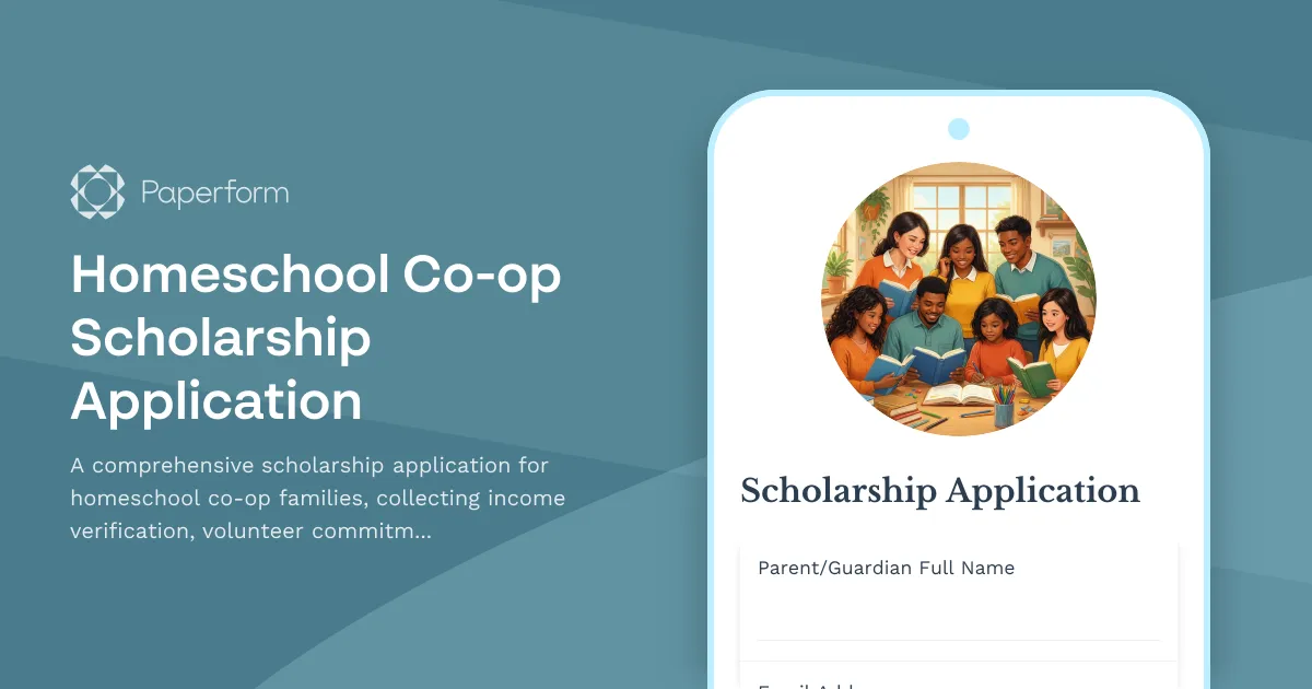 Homeschool Co-op Scholarship Application