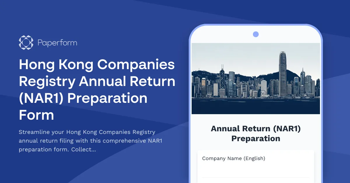 Hong Kong Companies Registry Annual Return (NAR1) Preparation Form
