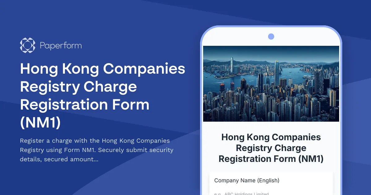 Hong Kong Companies Registry Charge Registration Form (NM1)