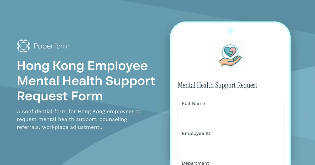 Hong Kong Employee Mental Health Support Request Form