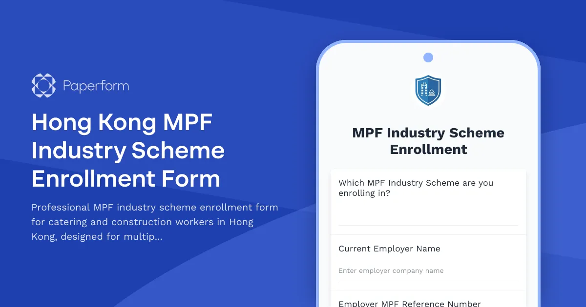 Hong Kong MPF Industry Scheme Enrollment Form