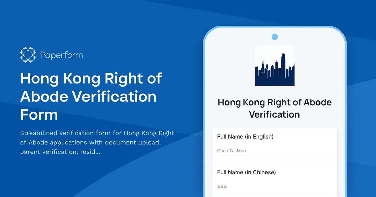 Hong Kong Right of Abode Verification Form