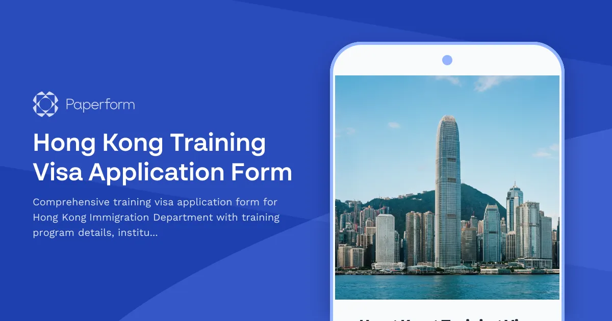 Hong Kong Training Visa Application Form