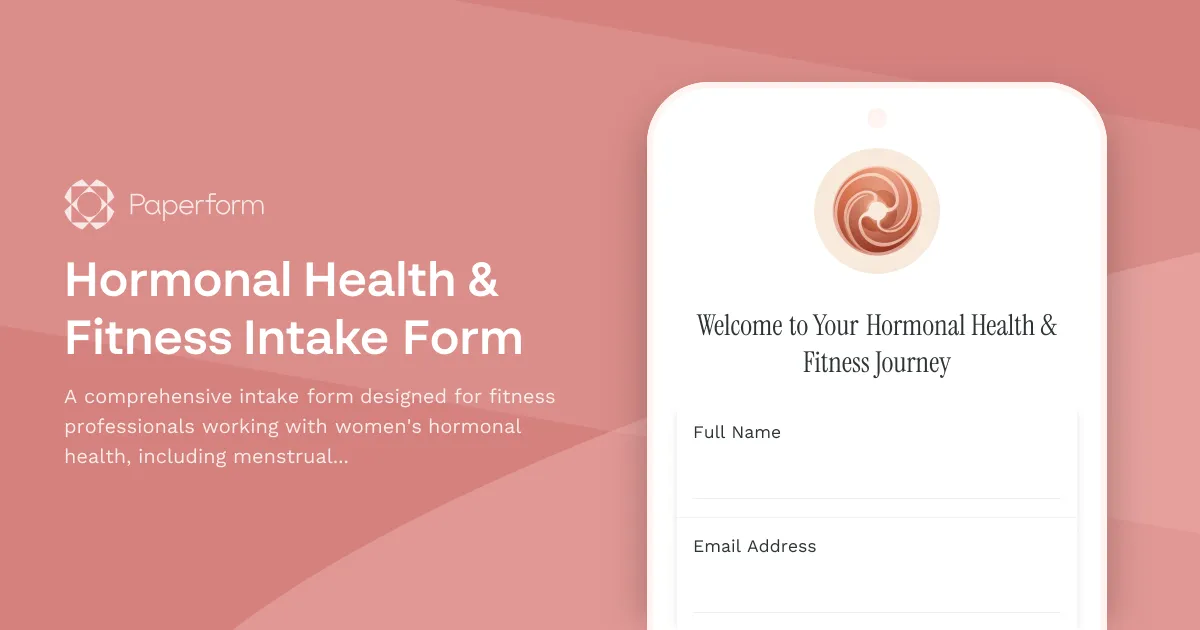 Hormonal Health & Fitness Intake Form