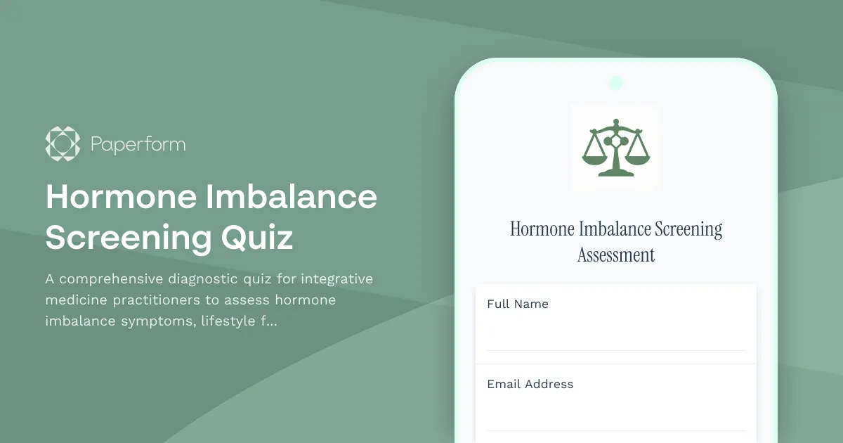 Hormone Imbalance Screening Quiz