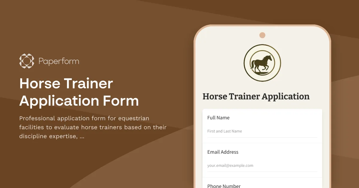 Horse Trainer Application Form