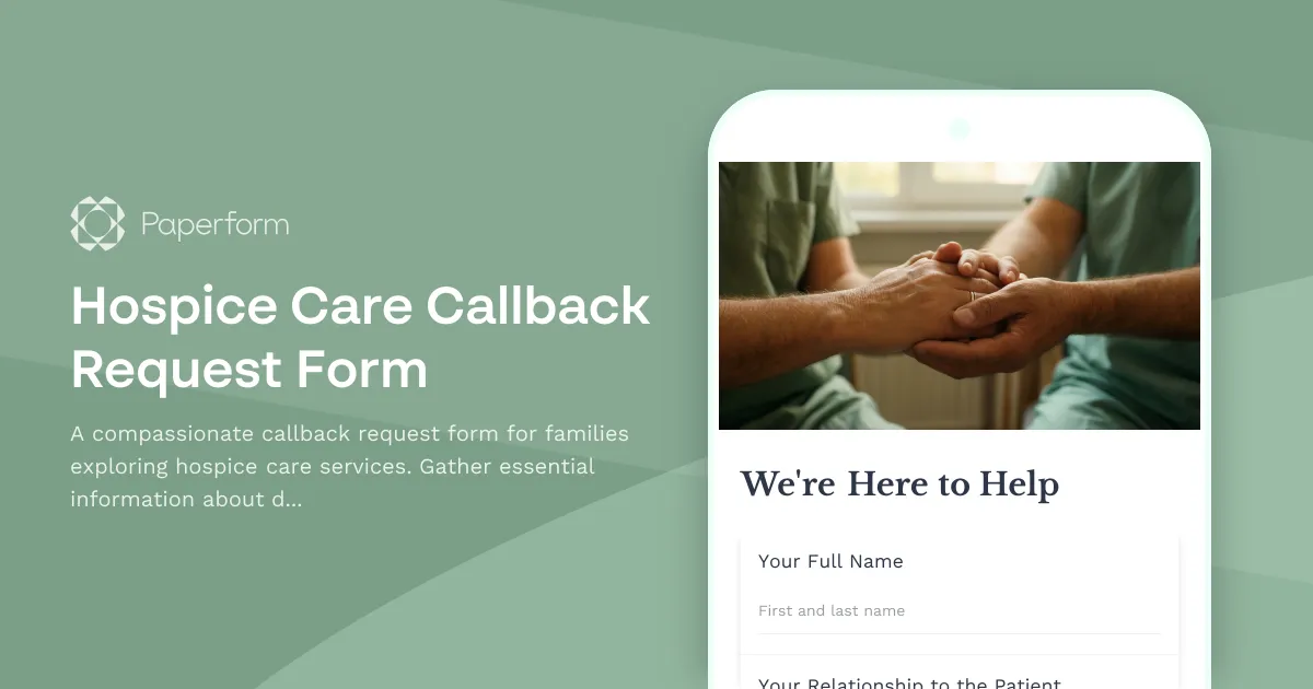 Hospice Care Callback Request Form