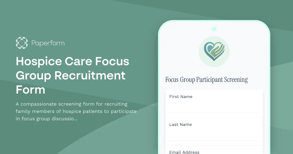 Hospice Care Focus Group Recruitment Form