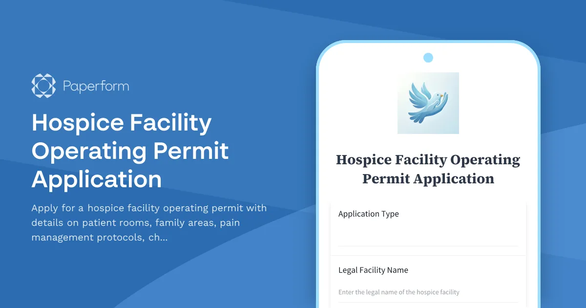 Hospice Facility Operating Permit Application