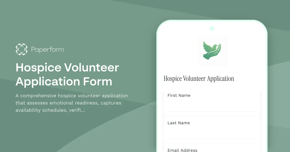 Hospice Volunteer Application Form