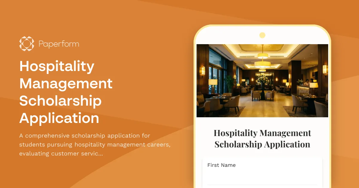 Hospitality Management Scholarship Application