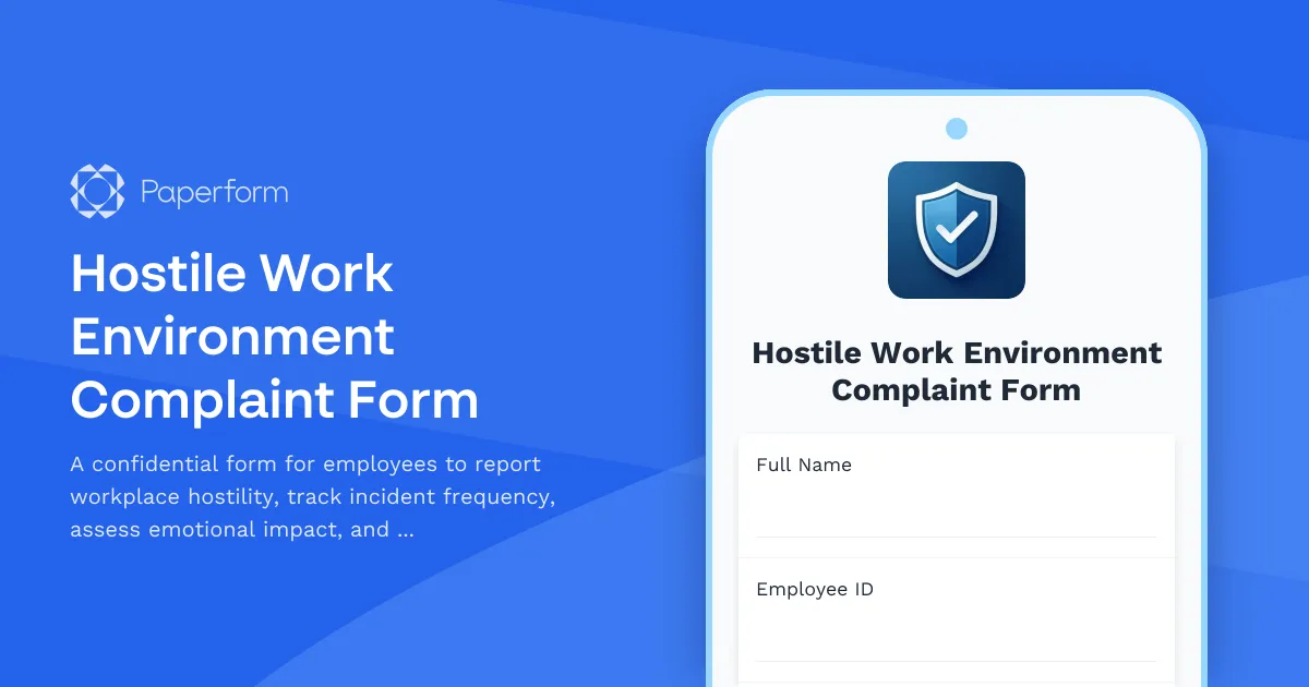 Hostile Work Environment Complaint Form