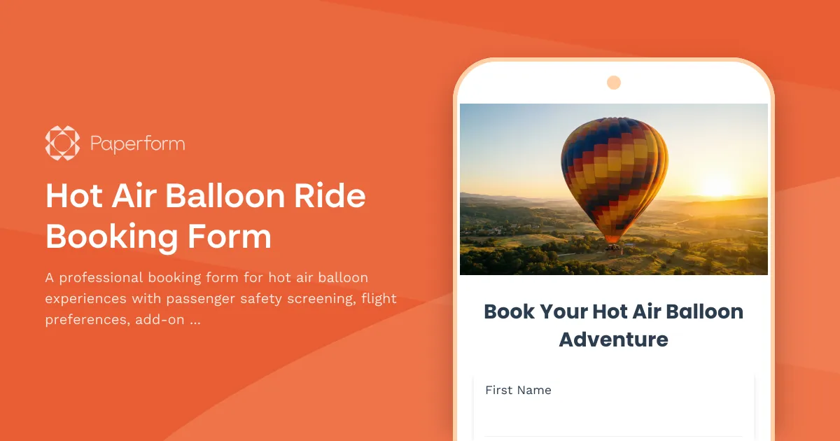 Hot Air Balloon Ride Booking Form