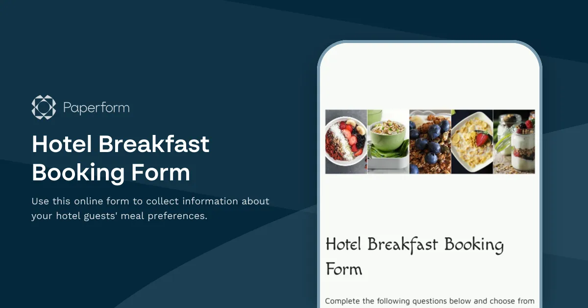 Hotel Breakfast Booking Form