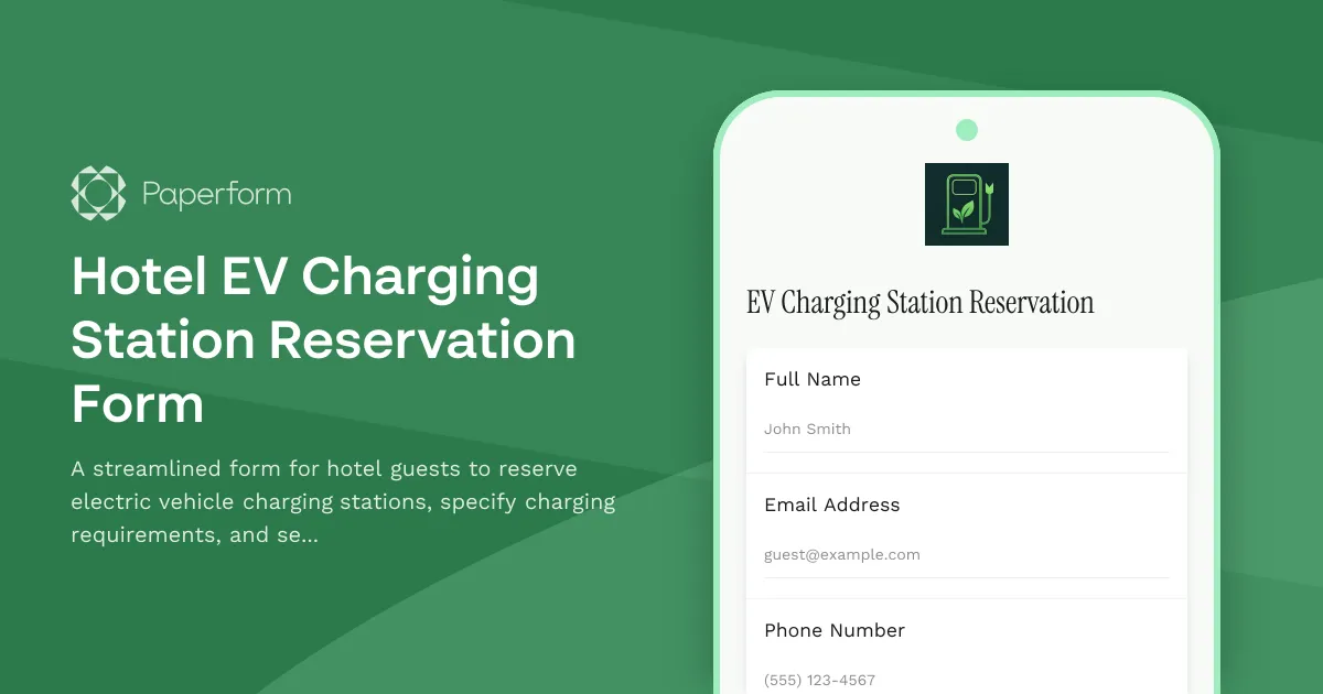 Hotel EV Charging Station Reservation Form